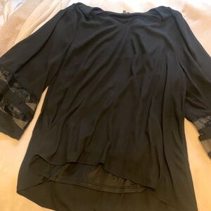 Jodifl Black Bell Sleeve V-Neck Top